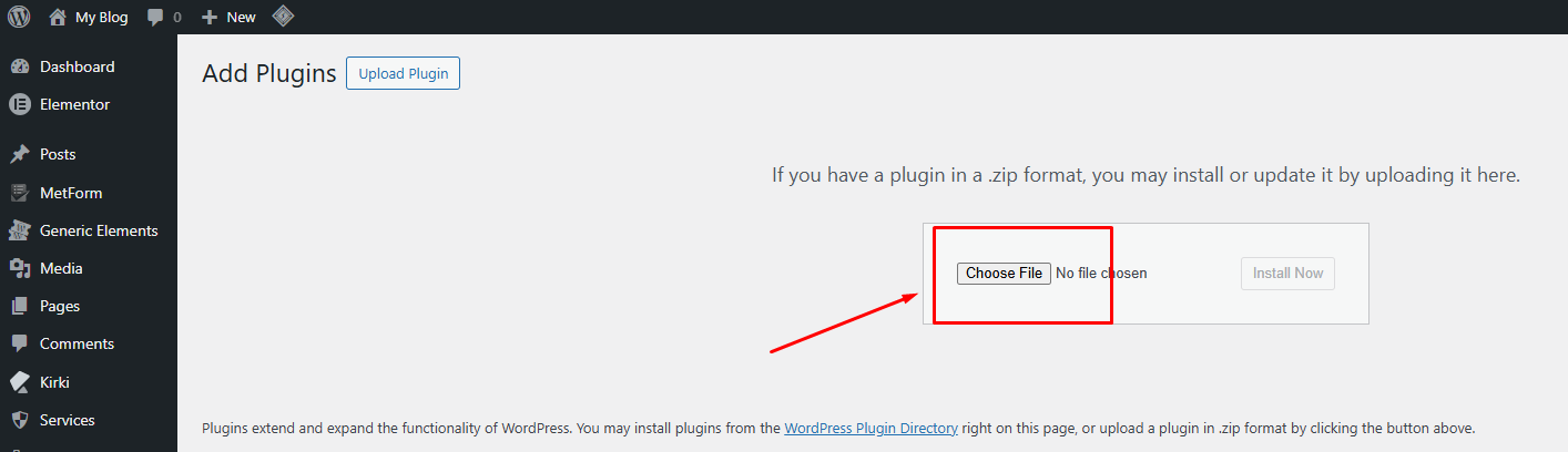 Install now button in WordPress