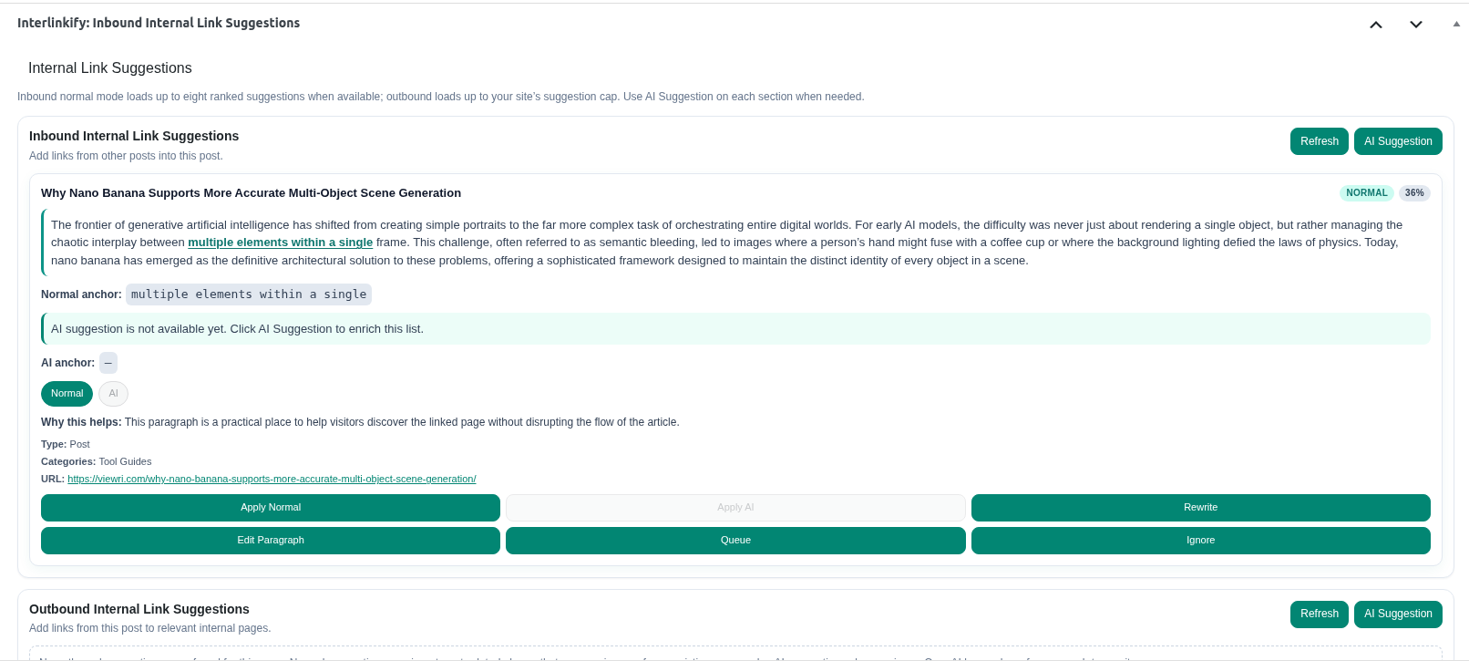 Interlinkify metabox inbound suggestions