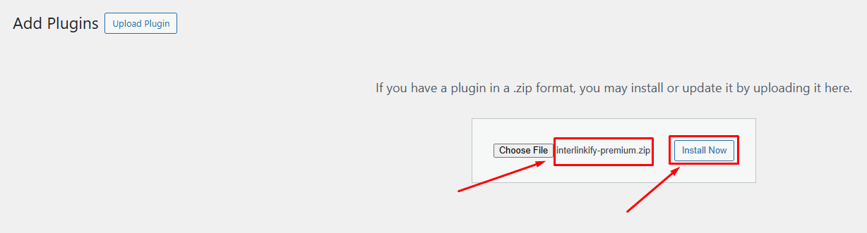 WordPress installing Interlinkify plugin